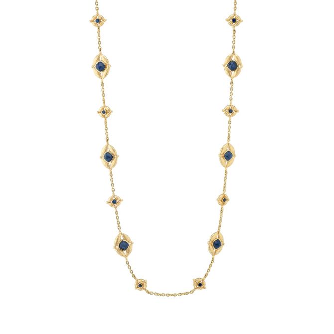 Capucine De Wulf Blue Labradorite and Green Onyx Mystic Eye Double Sided Necklace, 32"