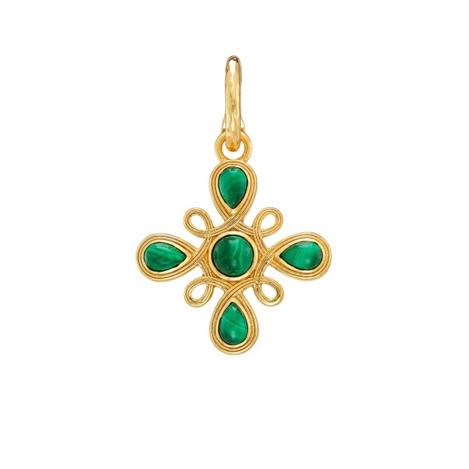 Capucine De Wulf Clover Monique Gem Pendant Charm, Malachite