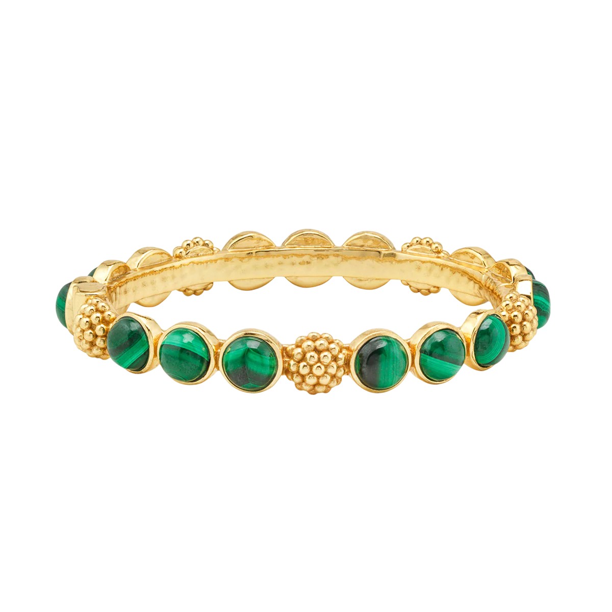 Capucine De Wulf Berry Gem Hinged Bangle Bracelet, Malachite