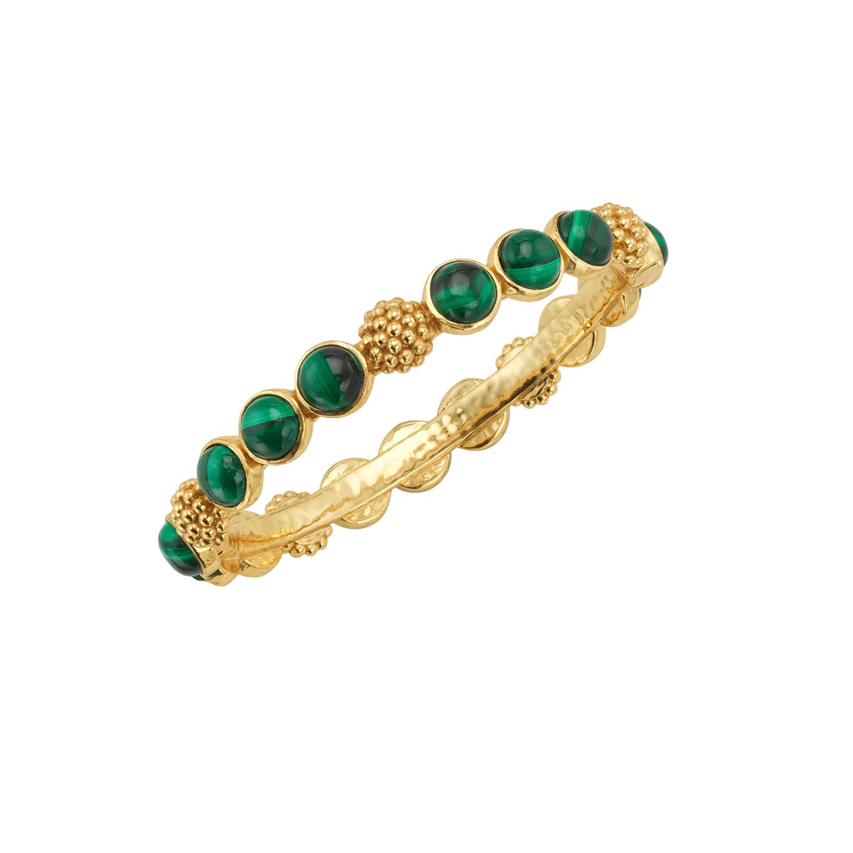 Capucine De Wulf Berry Gem Hinged Bangle Bracelet, Malachite