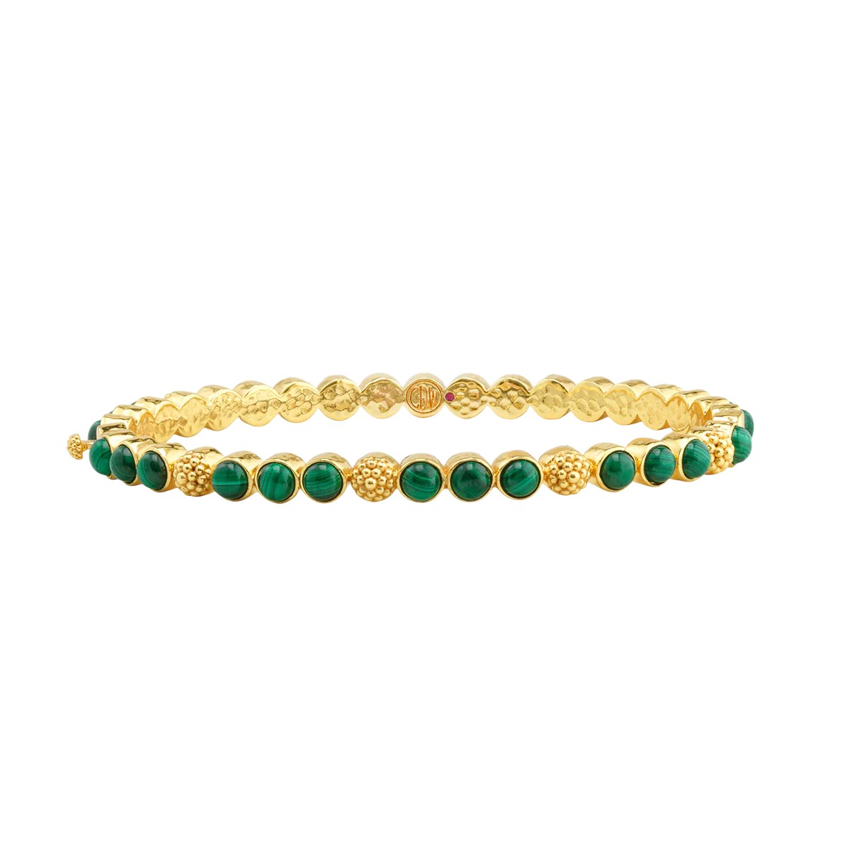 Capucine De Wulf Berry Gem Petite Hinged Bangle, Malachite