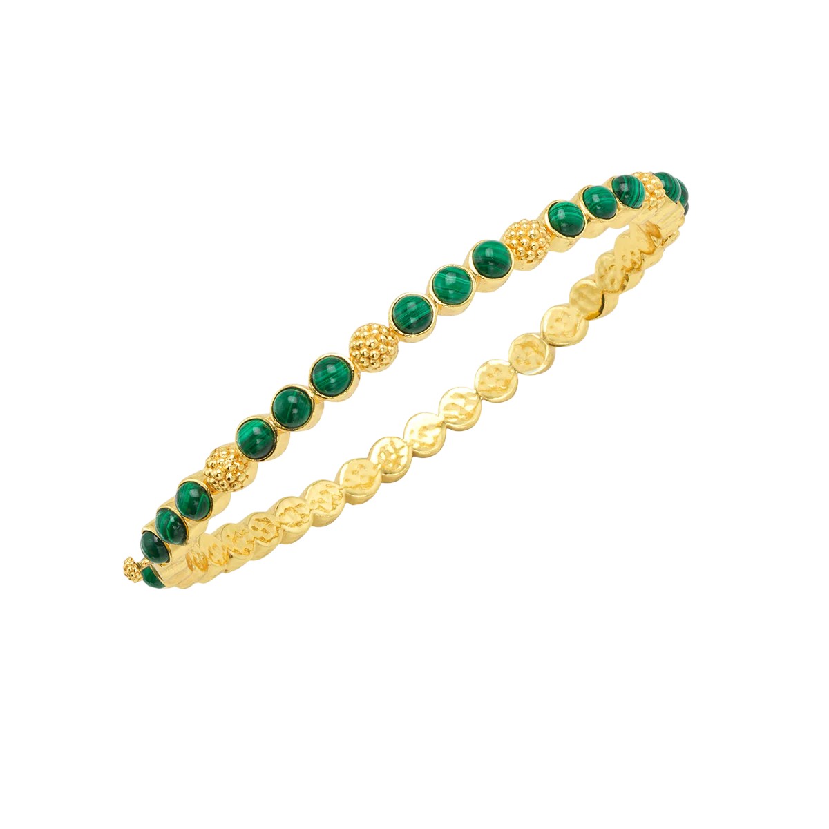 Capucine De Wulf Berry Gem Petite Hinged Bangle, Malachite