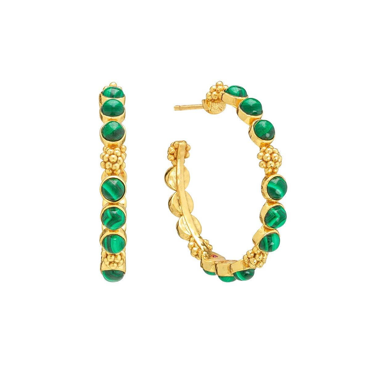 Capucine De Wulf Berry Gem Medium Hoop Earrings, Malachite
