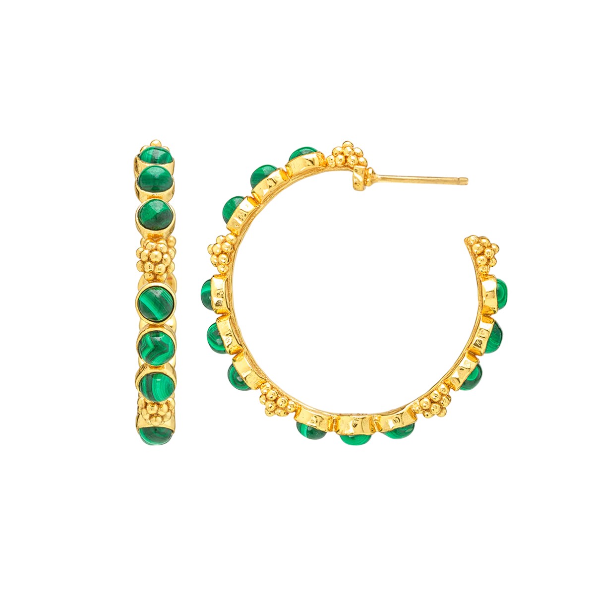Capucine De Wulf Berry Gem Medium Hoop Earrings, Malachite