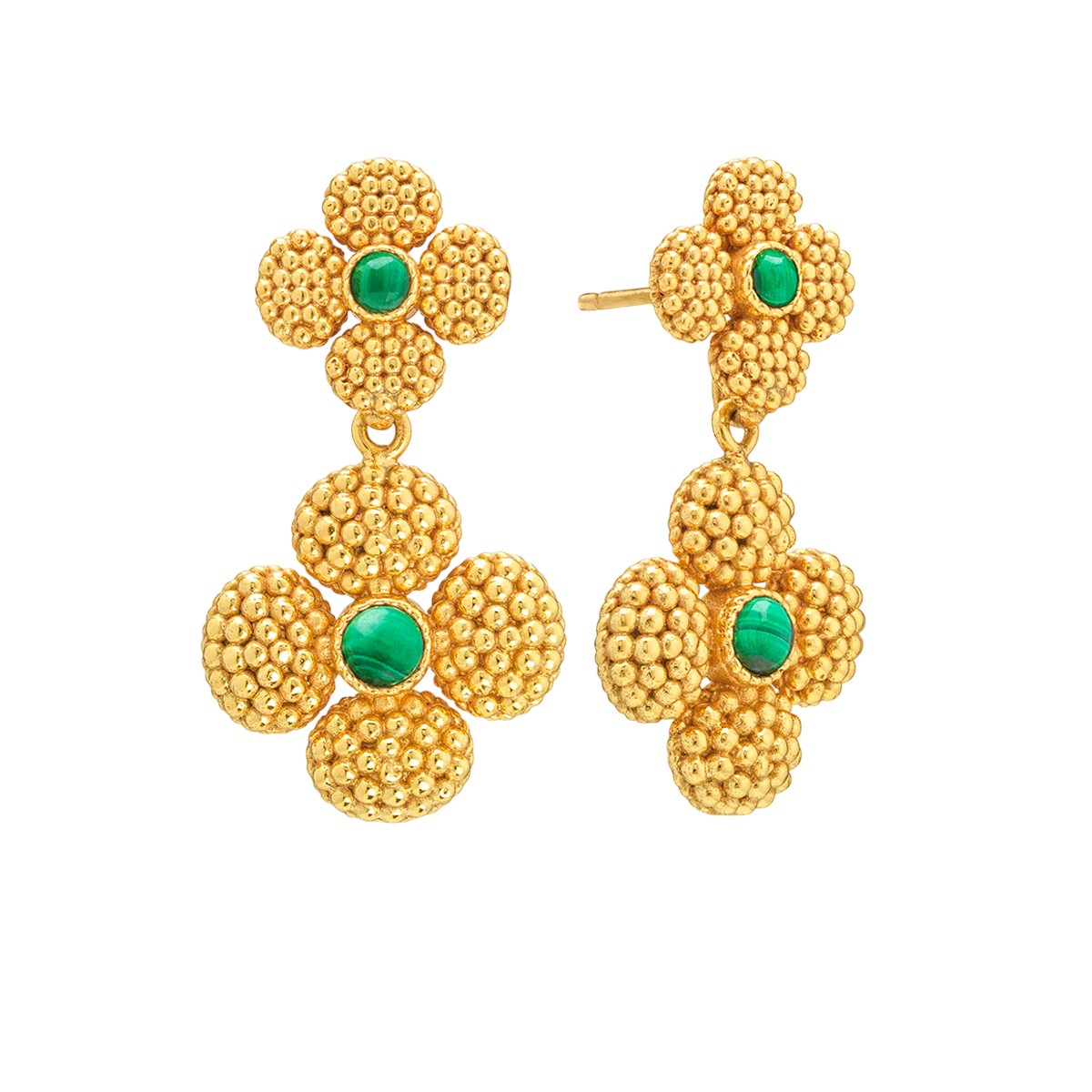 Capucine De Wulf Berry Clover Convertible Duo Earrings, Malachite
