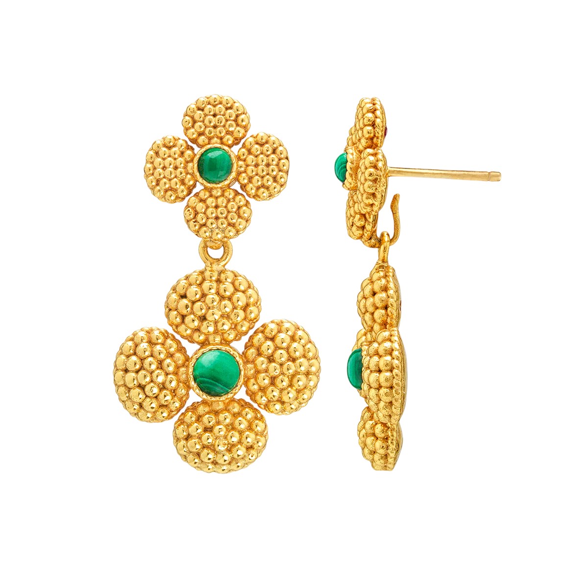 Capucine De Wulf Berry Clover Convertible Duo Earrings, Malachite