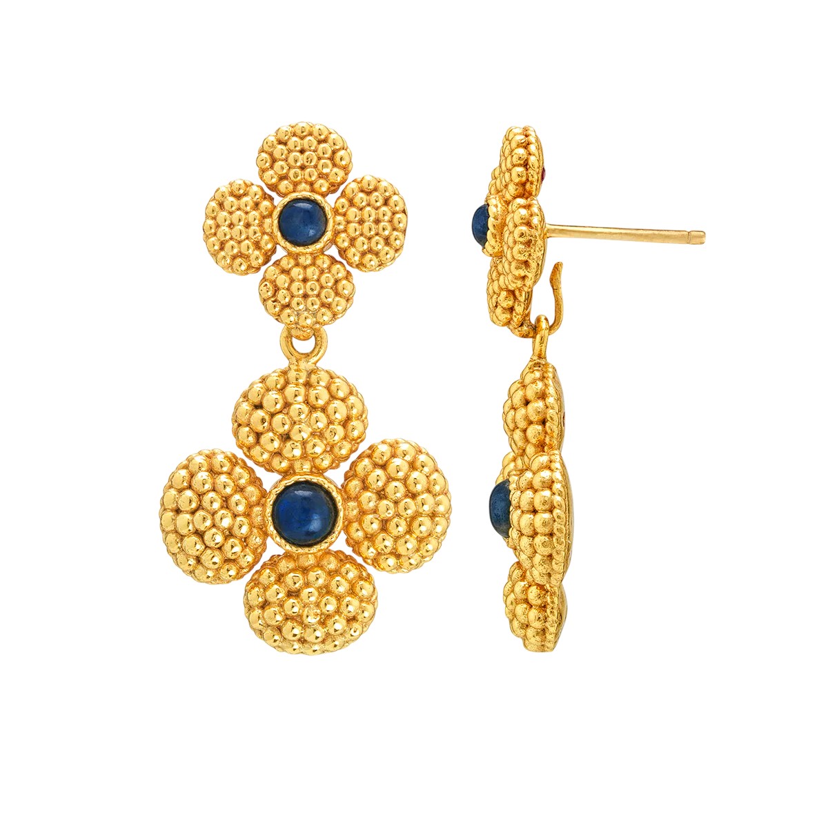 Capucine De Wulf Berry Clover Convertible Duo Earrings, Blue Labradorite