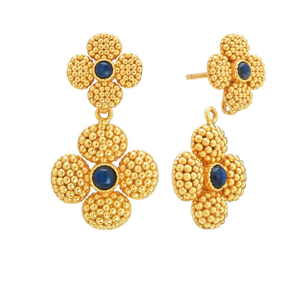 Capucine De Wulf Berry Clover Convertible Duo Earrings, Blue Labradorite