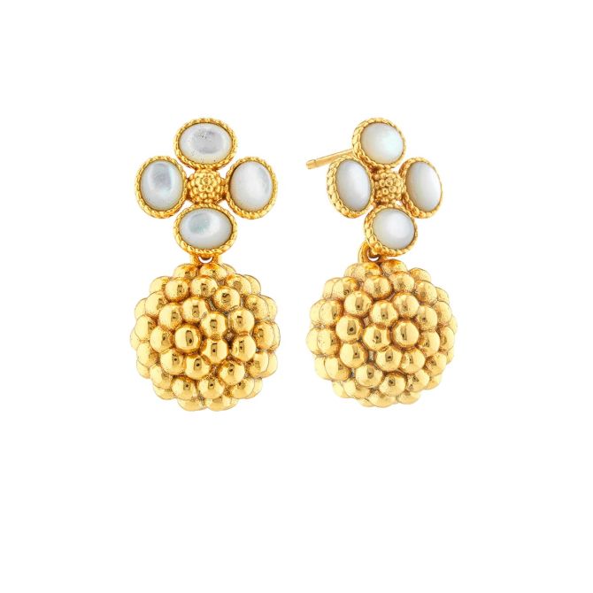 Capucine De Wulf Berry Clover Drop Earrings, Mother of Pearl