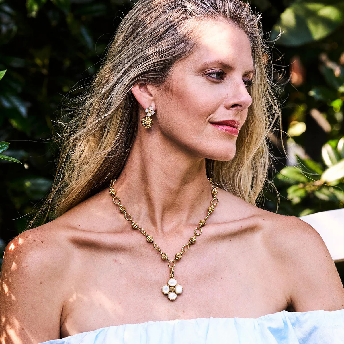 Capucine De Wulf Berry Clover Drop Earrings, Mother of Pearl