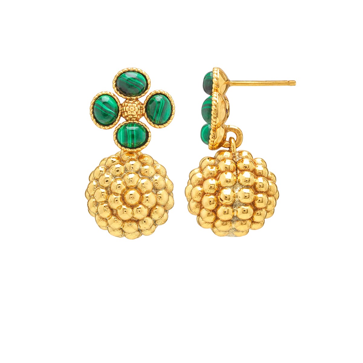 Capucine De Wulf Berry Clover Drop Earrings, Malachite