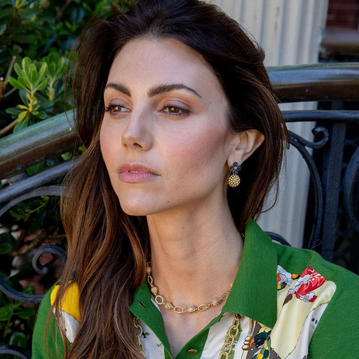 Capucine De Wulf Yellow Gold Plated Berry Clover Drop Earrings, Blue Labradorite