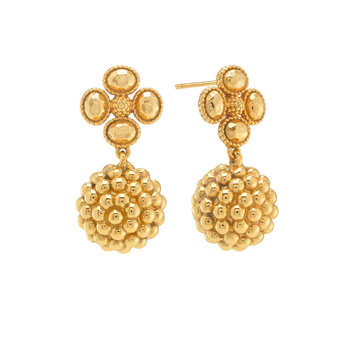 Capucine De Wulf Berry Clover Drop Earrings, Yellow Gold Plated