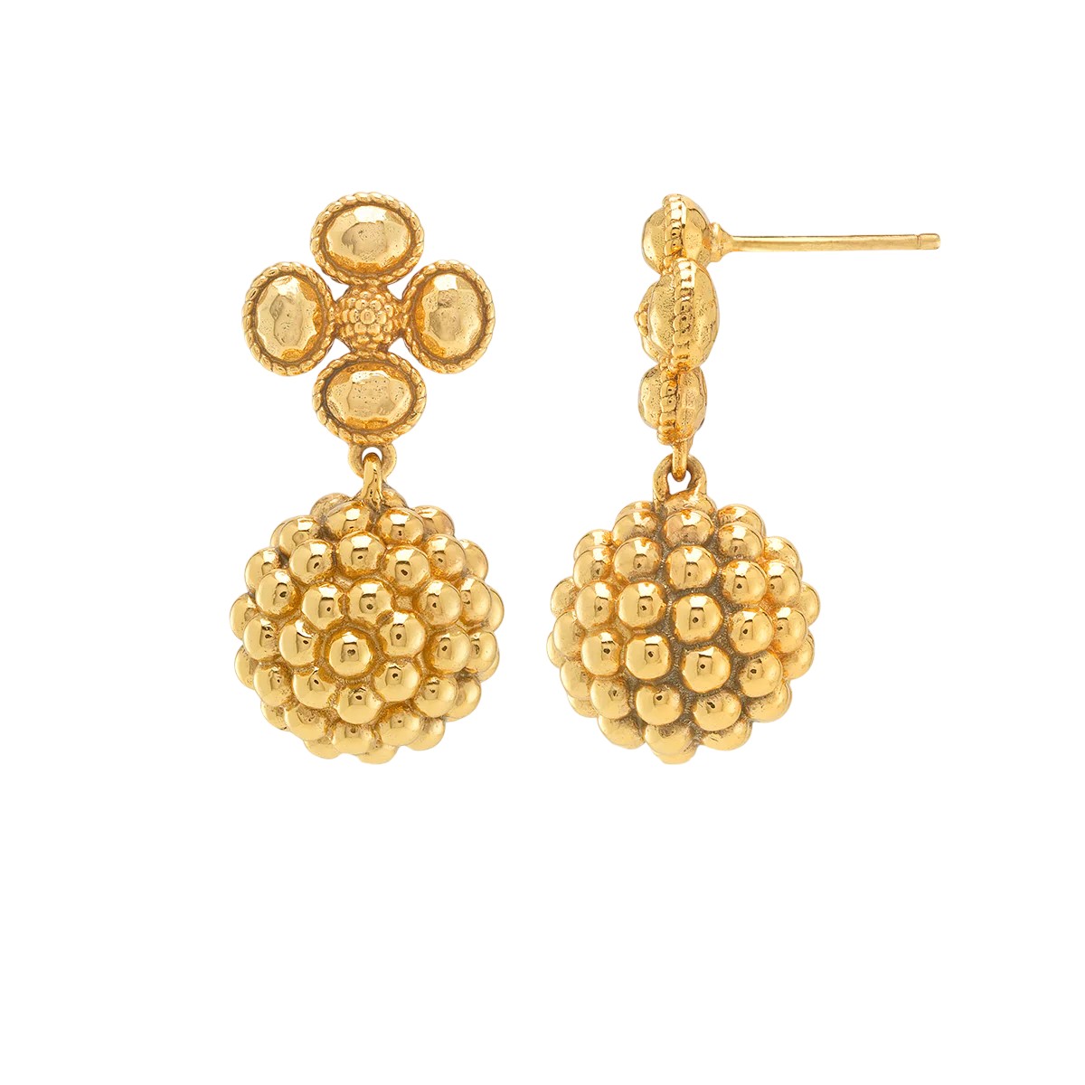 Capucine De Wulf Berry Clover Drop Earrings, Yellow Gold Plated