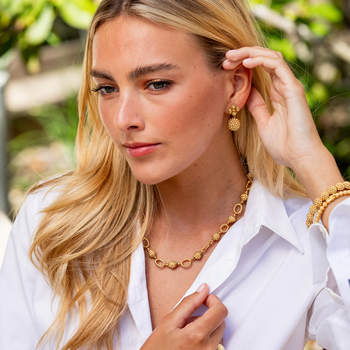 Capucine De Wulf Berry Clover Drop Earrings, Yellow Gold Plated