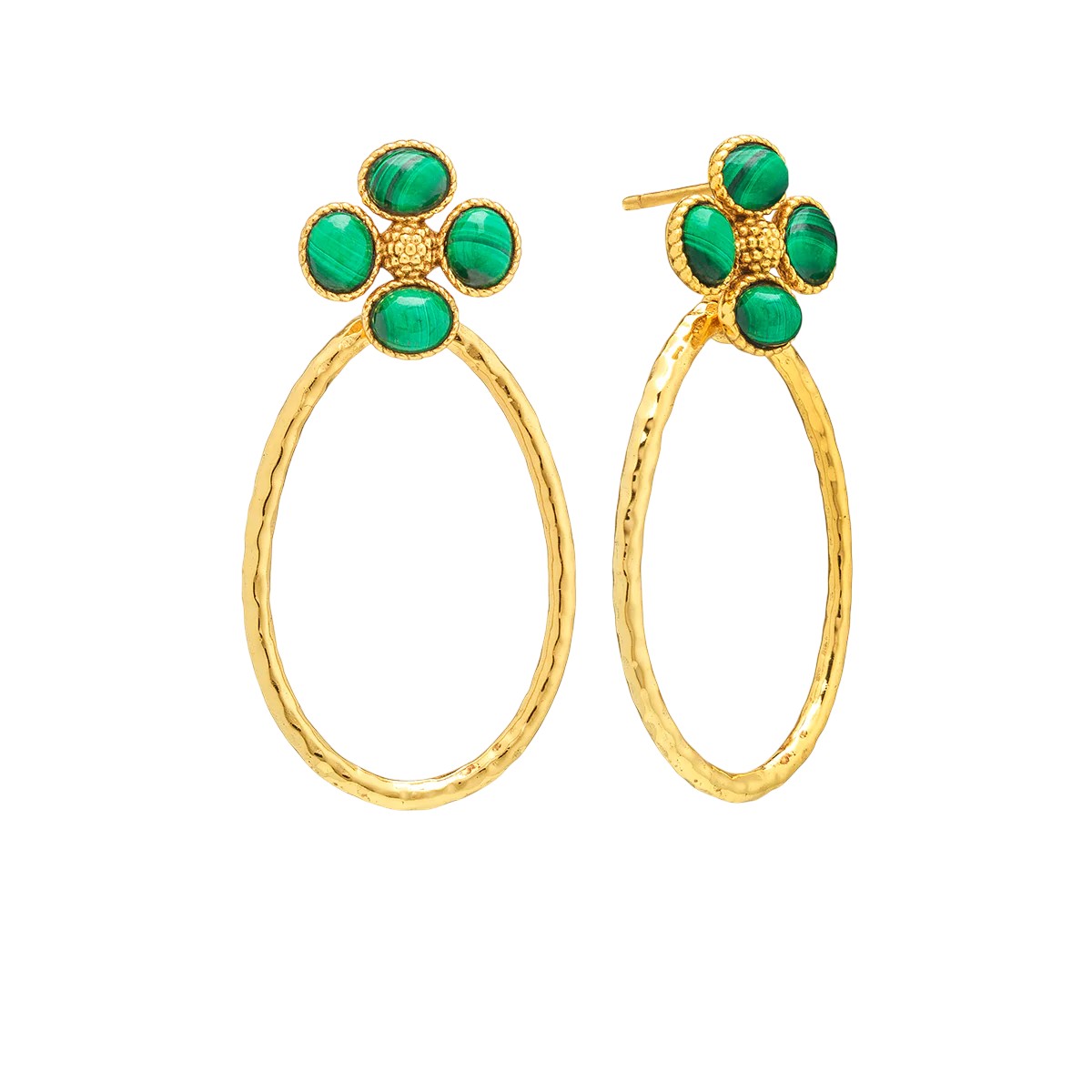 Capucine De Wulf Berry Clover Teardrop Earrings, Malachite