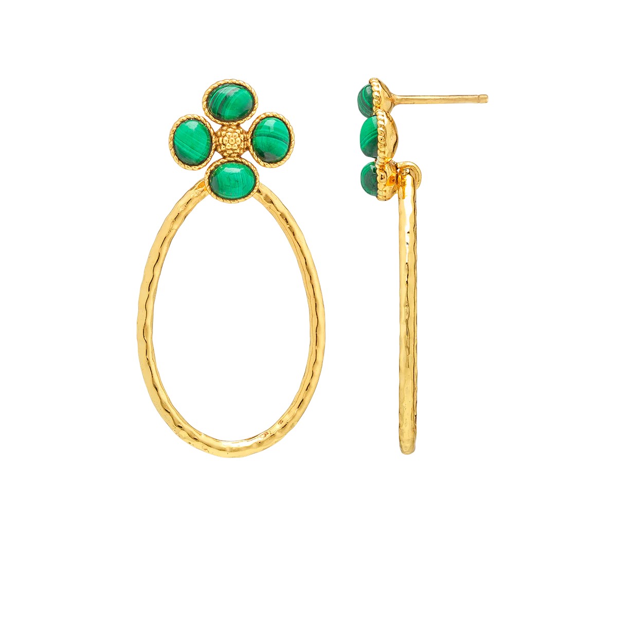 Capucine De Wulf Berry Clover Teardrop Earrings, Malachite