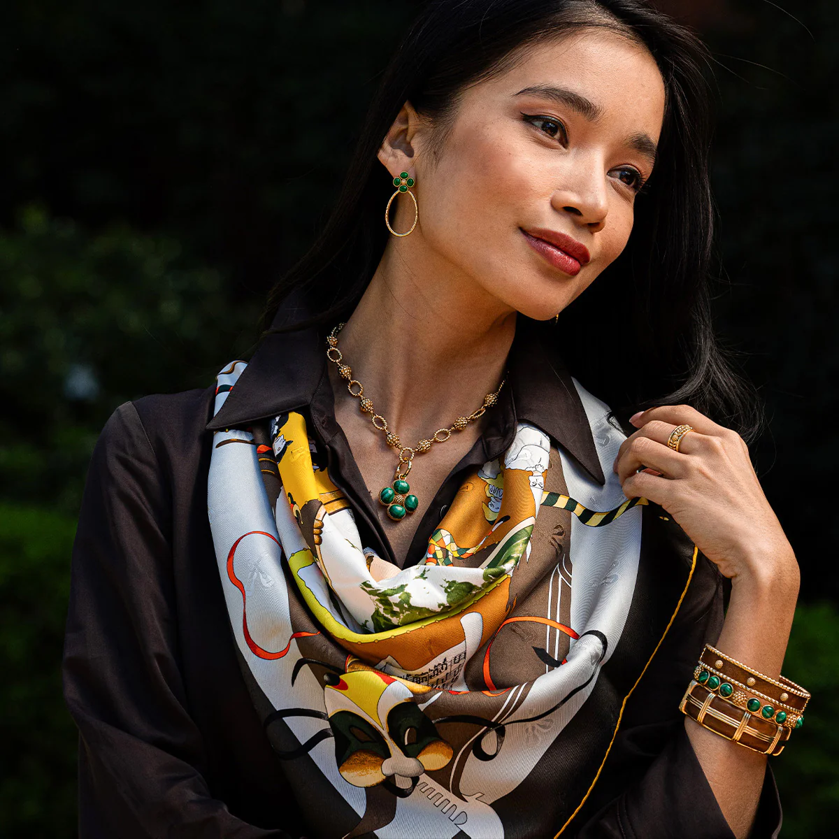 Capucine De Wulf Berry Clover Teardrop Earrings, Malachite