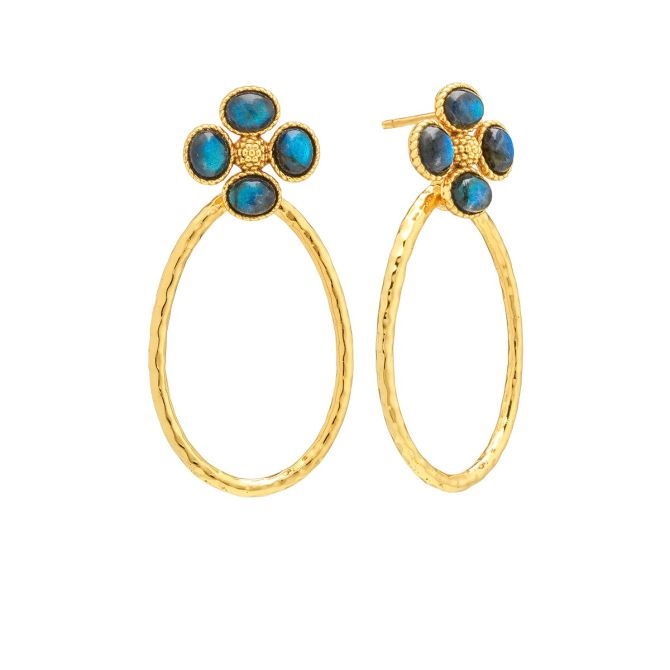 Capucine De Wulf Berry Clover Teardrop Earrings, Blue Labradorite