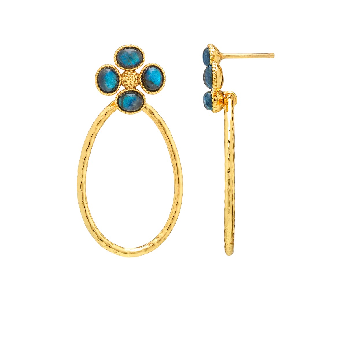 Capucine De Wulf Berry Clover Teardrop Earrings, Blue Labradorite