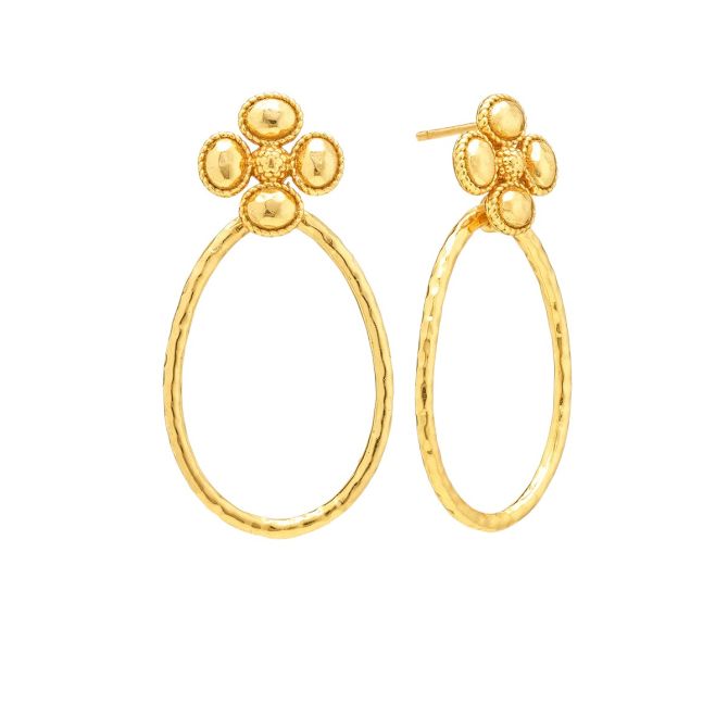 Capucine De Wulf Berry Clover Teardrop Earrings, Yellow Gold Plated