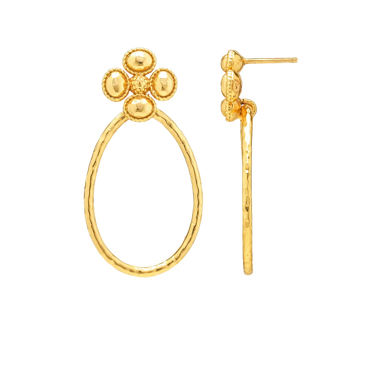 Capucine De Wulf Berry Clover Teardrop Earrings, Yellow Gold Plated