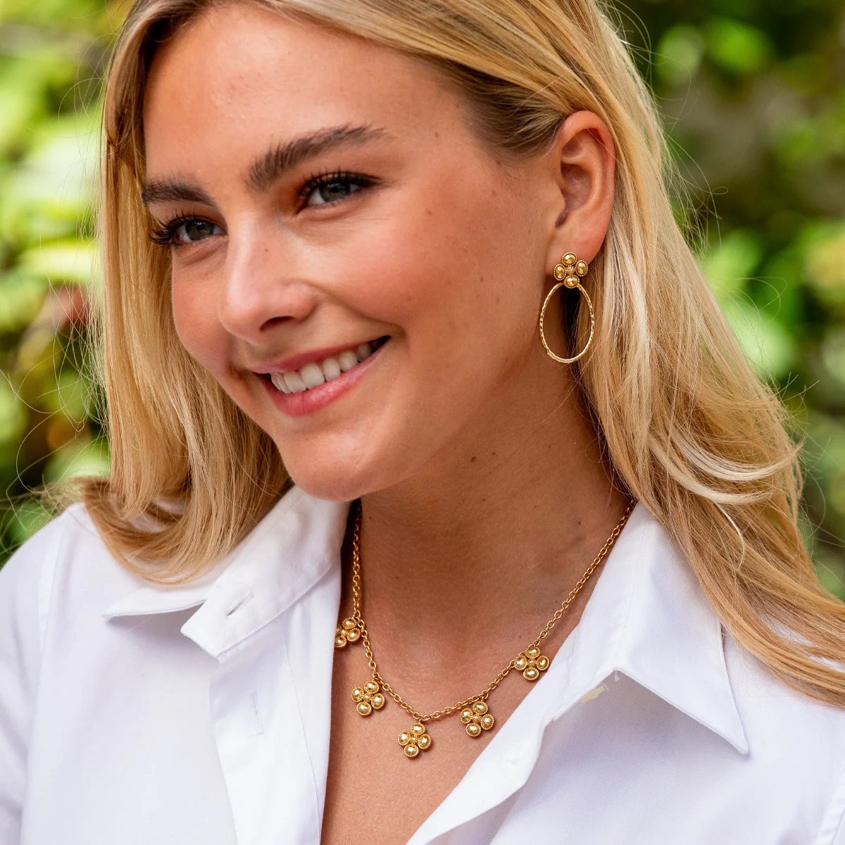 Capucine De Wulf Berry Clover Teardrop Earrings, Yellow Gold Plated