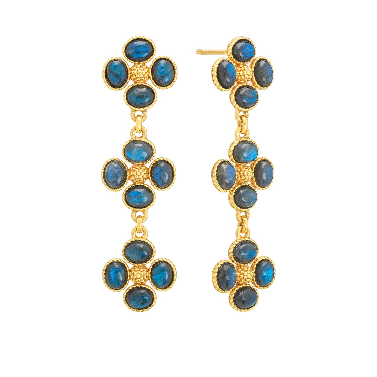 Capucine De Wulf Berry Clover Linear Earrings, Blue Labradorite