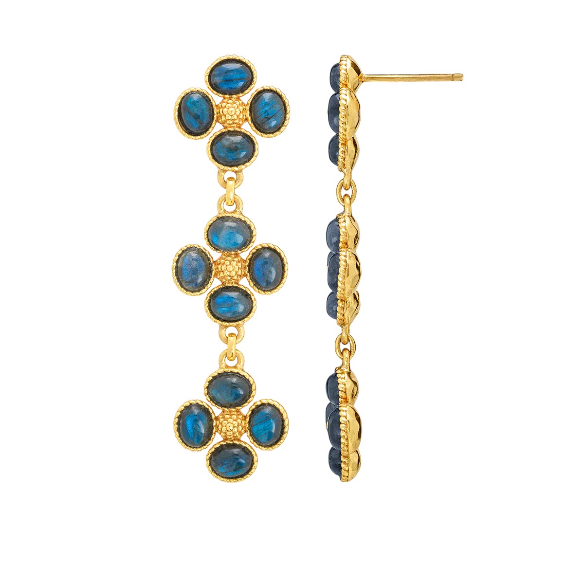 Capucine De Wulf Berry Clover Linear Earrings, Blue Labradorite