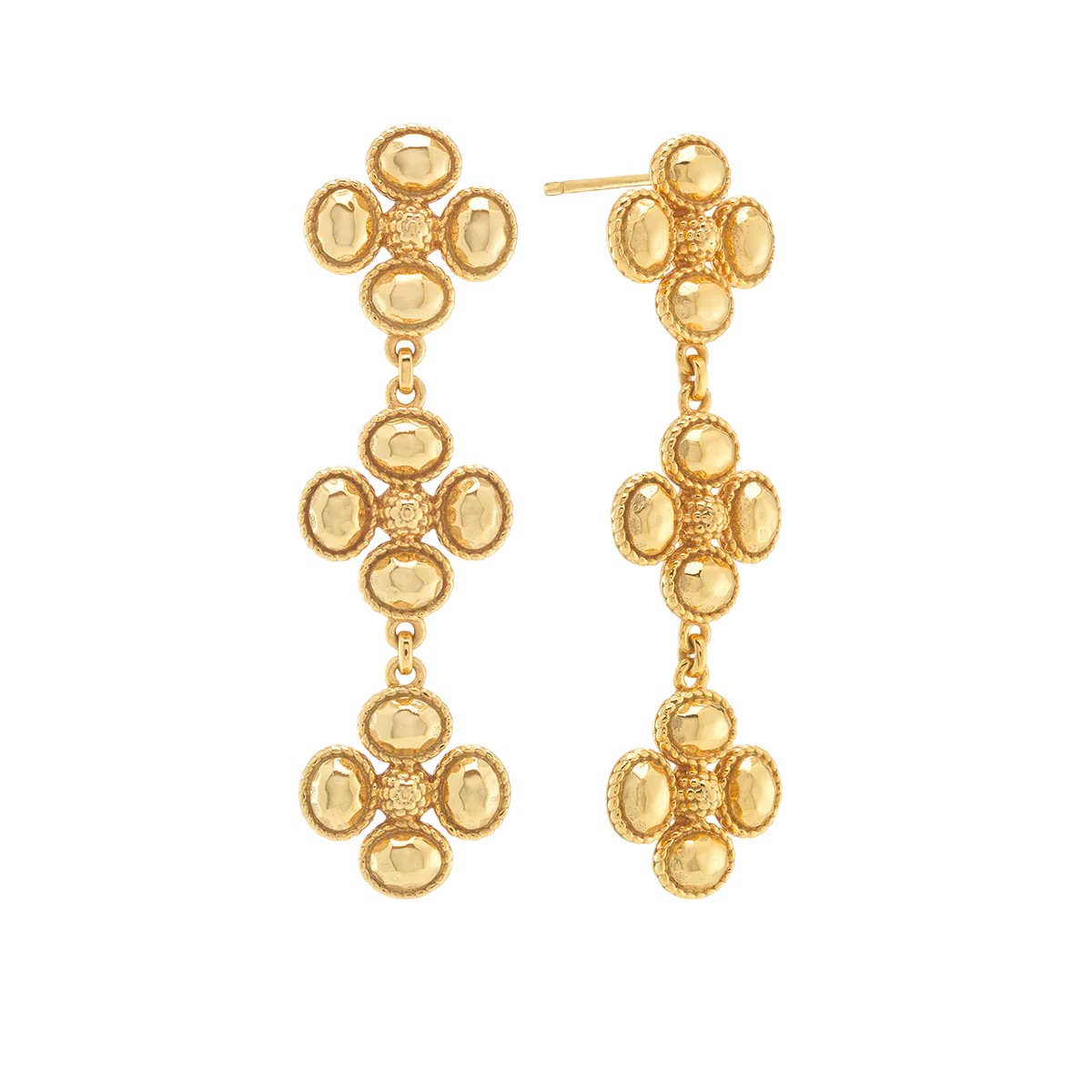 Capucine De Wulf Berry Clover Linear Earrings, Yellow Gold Plated