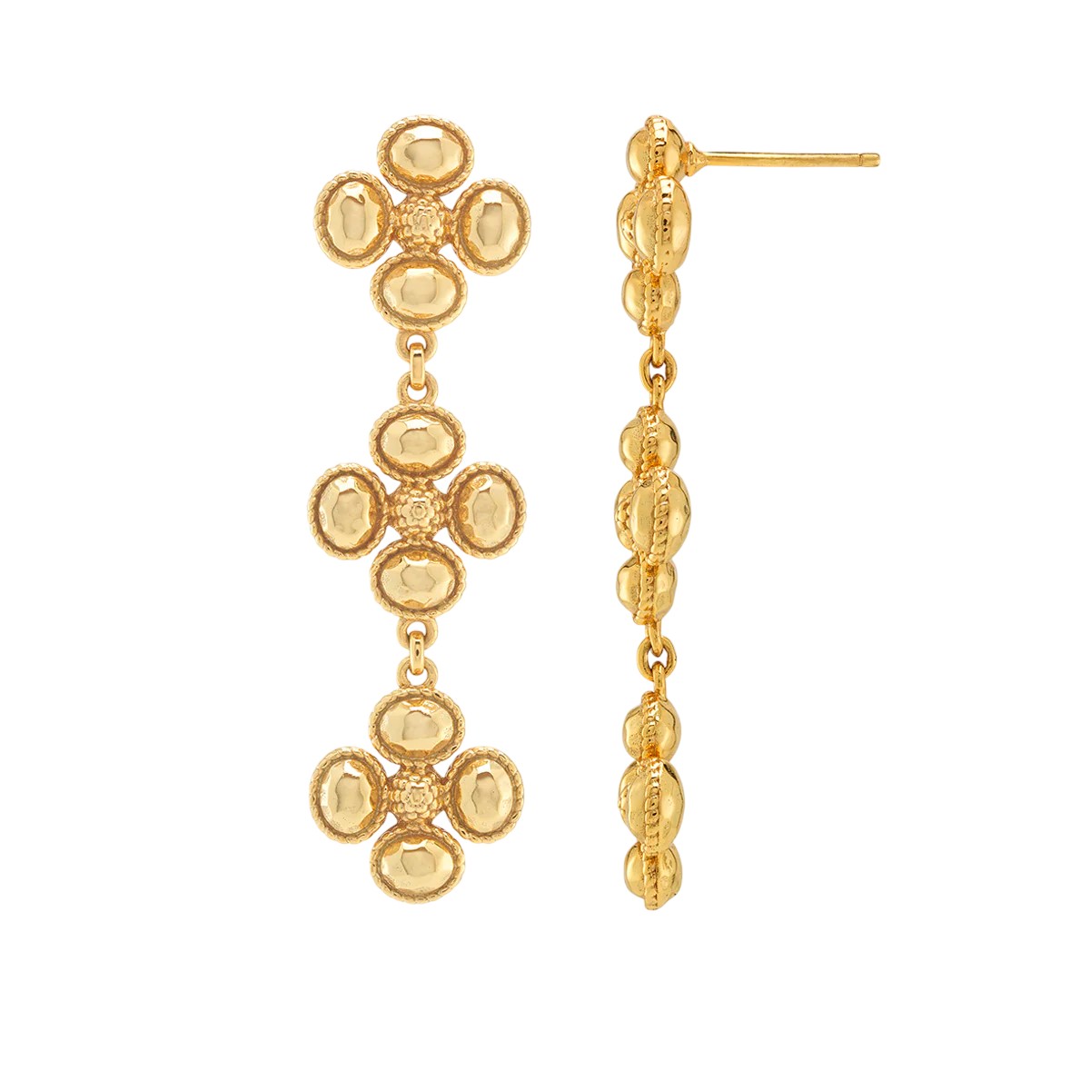 Capucine De Wulf Berry Clover Linear Earrings, Yellow Gold Plated