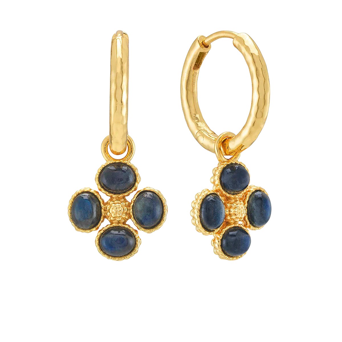 Capucine De Wulf Berry Clover Hoop Earrings with Double Sided Charm, Blue Labradorite