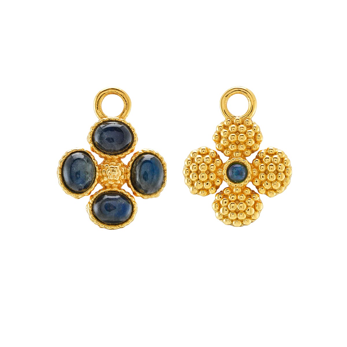 Capucine De Wulf Berry Clover Hoop Earrings with Double Sided Charm, Blue Labradorite