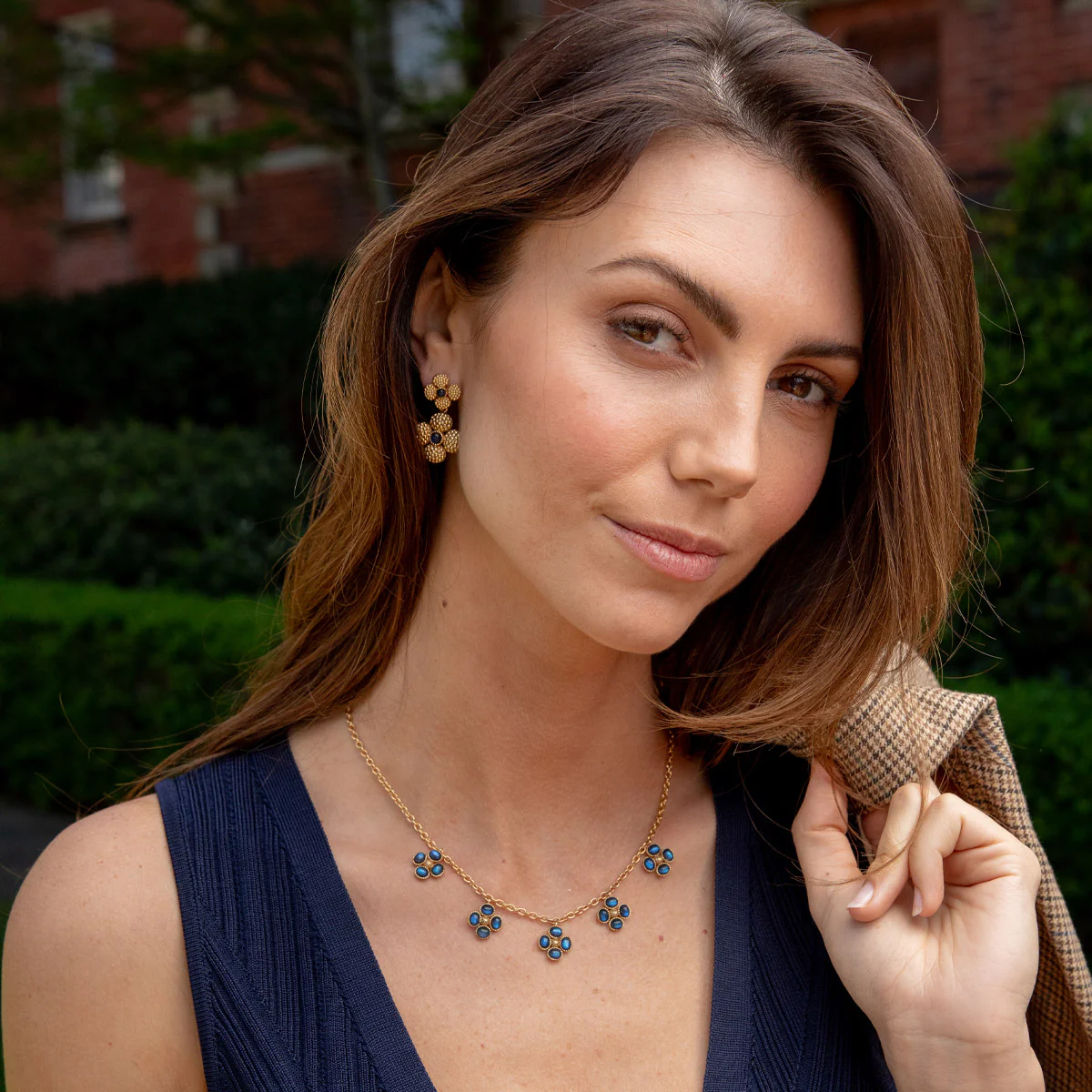 Capucine De Wulf Blue Labradorite Berry Clover Multi-Station Necklace, 16