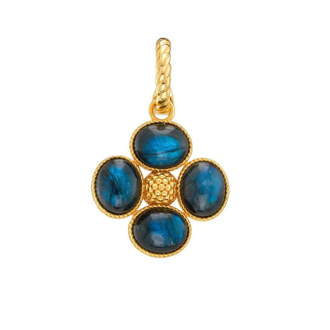 Capucine De Wulf Berry Clover Double Sided Pendant Charm, Blue Labradorite