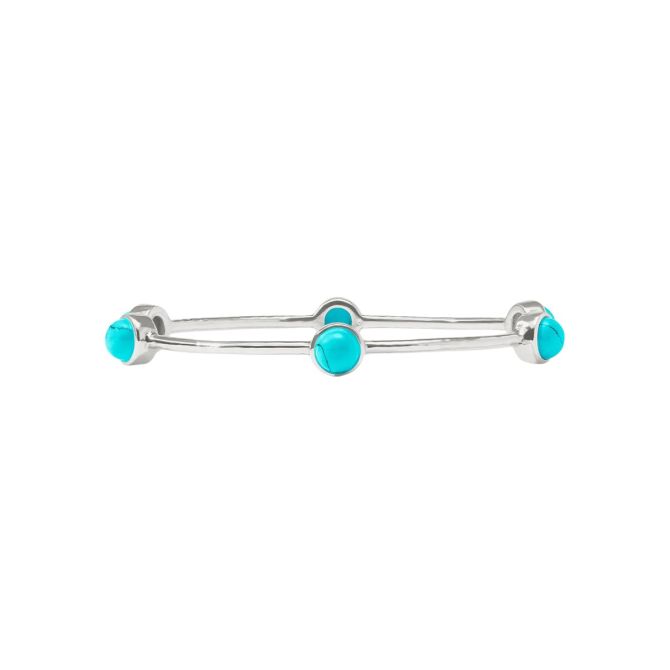 Julie Vos Silver Milano Luxe Bangle, Turquoise Blue