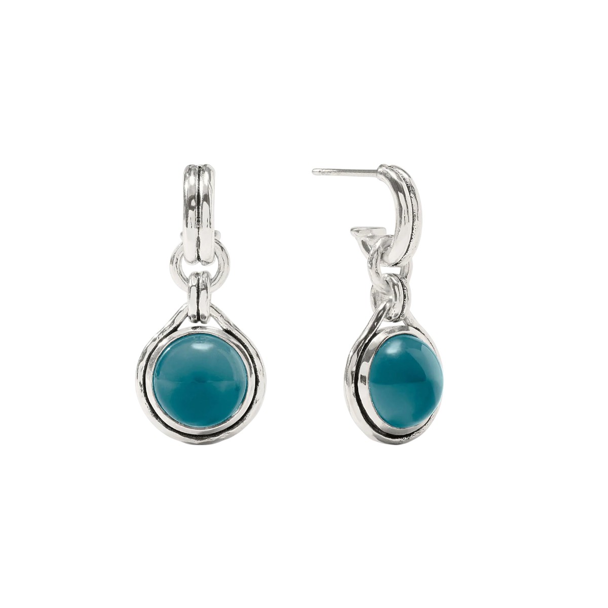 Julie Vos Silver Solara Hoop & Charm Earrings, Iridescent Montana Blue
