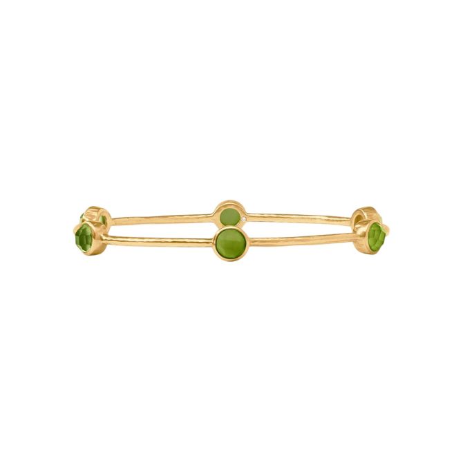 Julie Vos Yellow Gold Plated Iridescent Palmetto Green Milano Luxe Bangle Bracelet, Medium