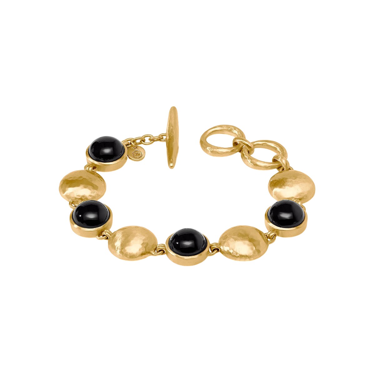 Julie Vos Yellow Gold Plated Solara Stone Bracelet, Obsidian Black