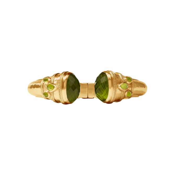 Julie Vos Yellow Gold Plated Cannes Cuff Bracelet, Iridescent Palmetto Green