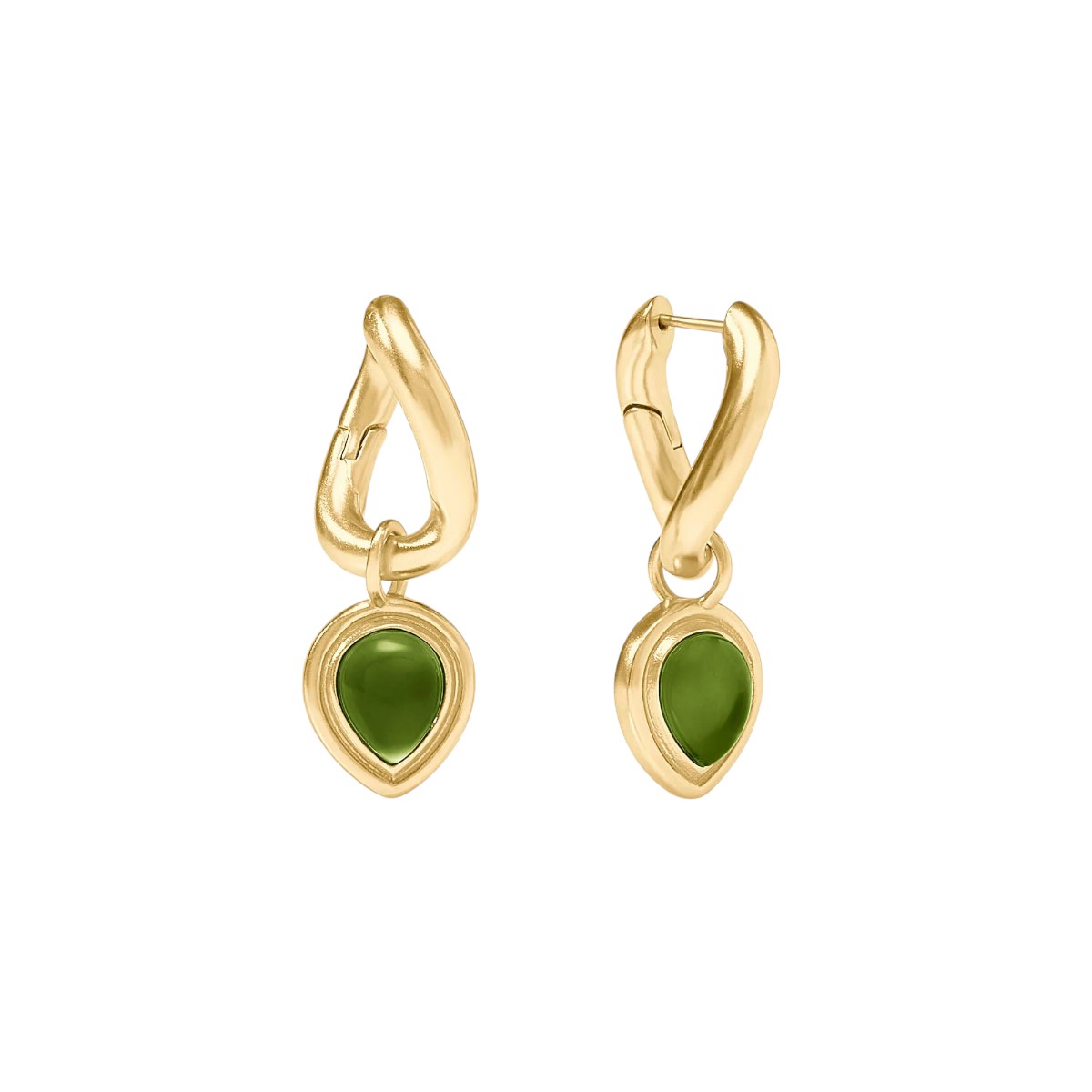 Julie Vos Dolce Hoop & Charm Earrings, Iridescent Palmetto Green