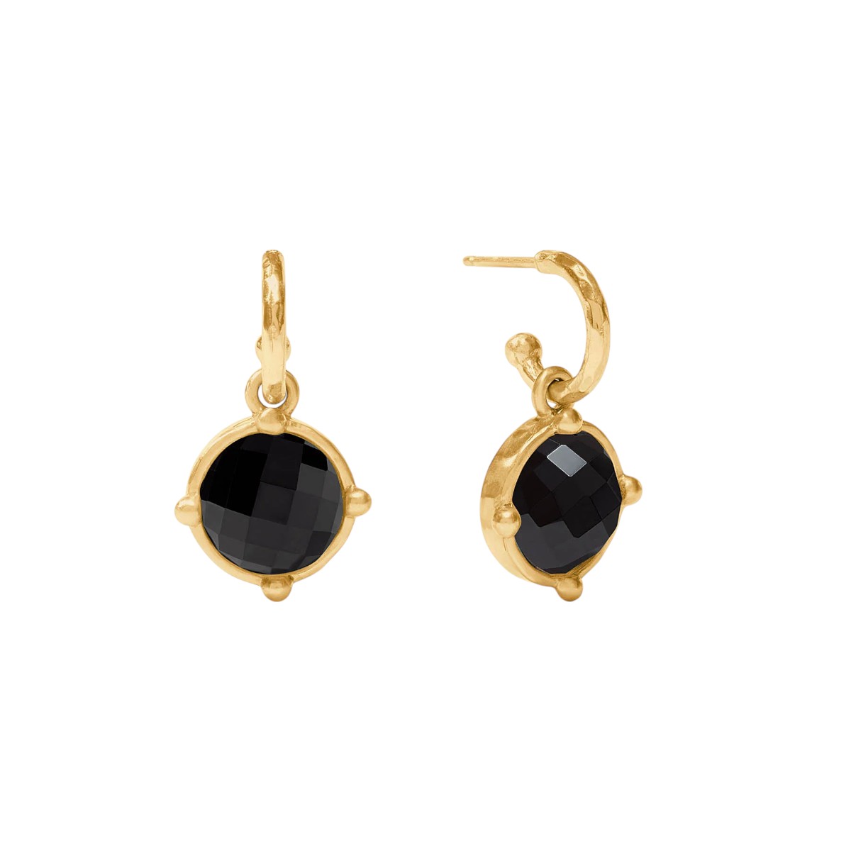 Julie Vos Yellow Gold Plated Honeybee Hoop & Charm Earrings, Obsidian Black