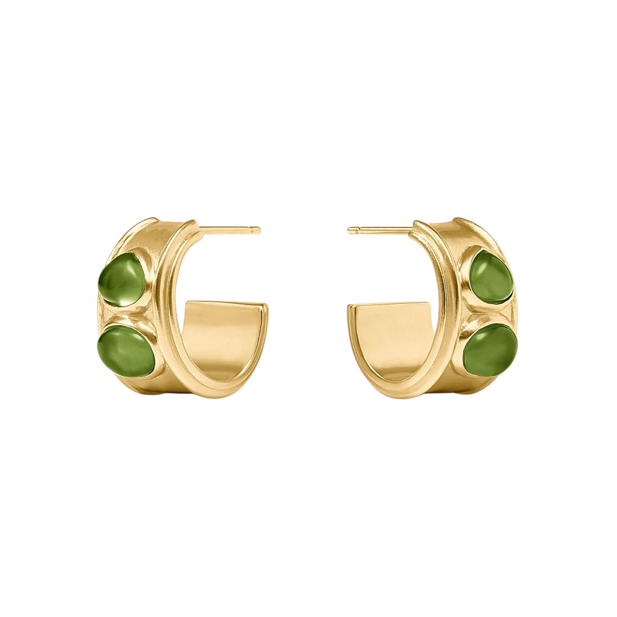 Julie Vos Iridescent Palmetto Green Dolce Stone Hoop Earrings, Small