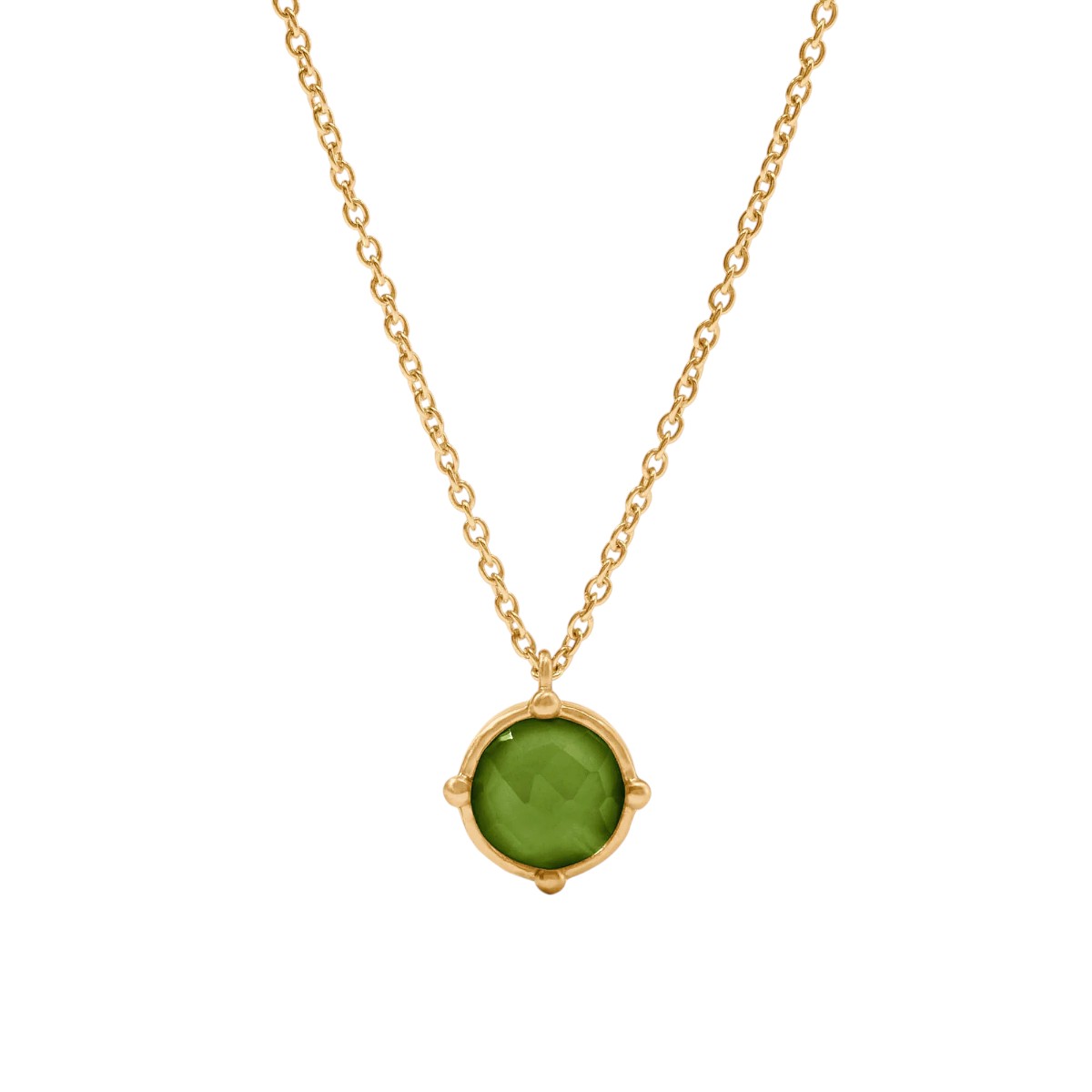 Julie Vos Yellow Gold Plated Honeybee Solitaire Necklace, Iridescent Palmetto Green