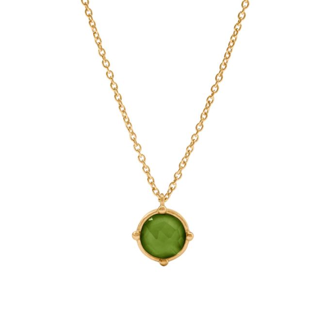 Julie Vos Yellow Gold Plated Honeybee Solitaire Necklace, Iridescent Palmetto Green