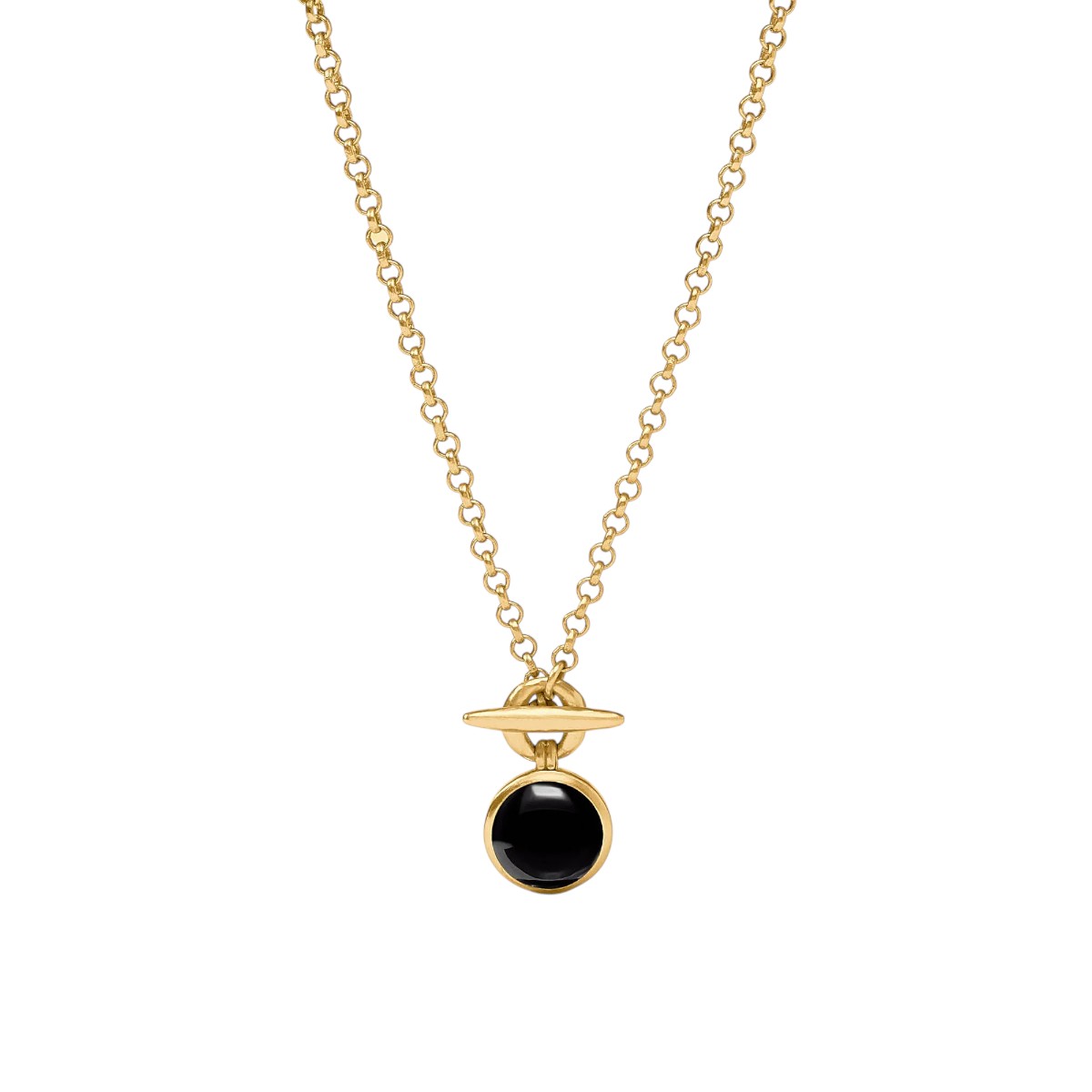 Julie Vos Yellow Gold Plated Solara Solitaire Necklace, Obsidian Black