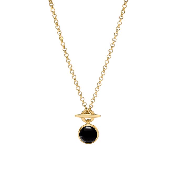 Julie Vos Yellow Gold Plated Solara Solitaire Necklace, Obsidian Black