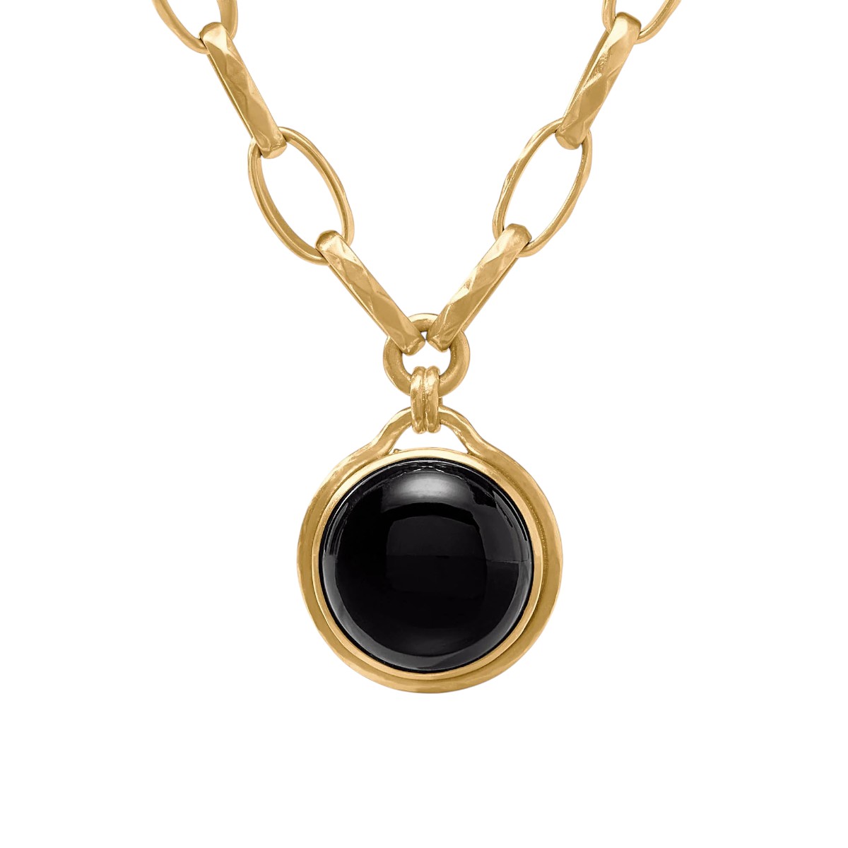 Julie Vos Yellow Gold Plated Solara Statement Necklace, Obsidian Black