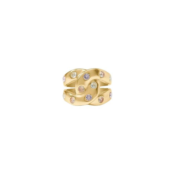 Julie Vos Champagne Radiance Rainbow Infinity Ring, Size 7
