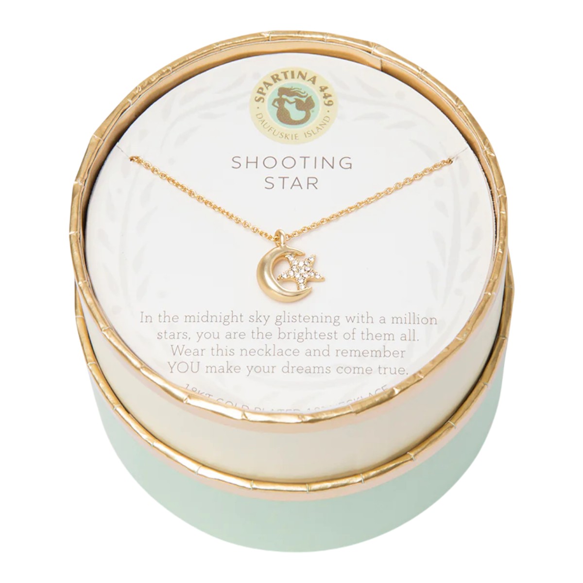 Spartina 449 Sea La Vie Shooting Star/Moon Pendant Necklace, Yellow Gold Plated